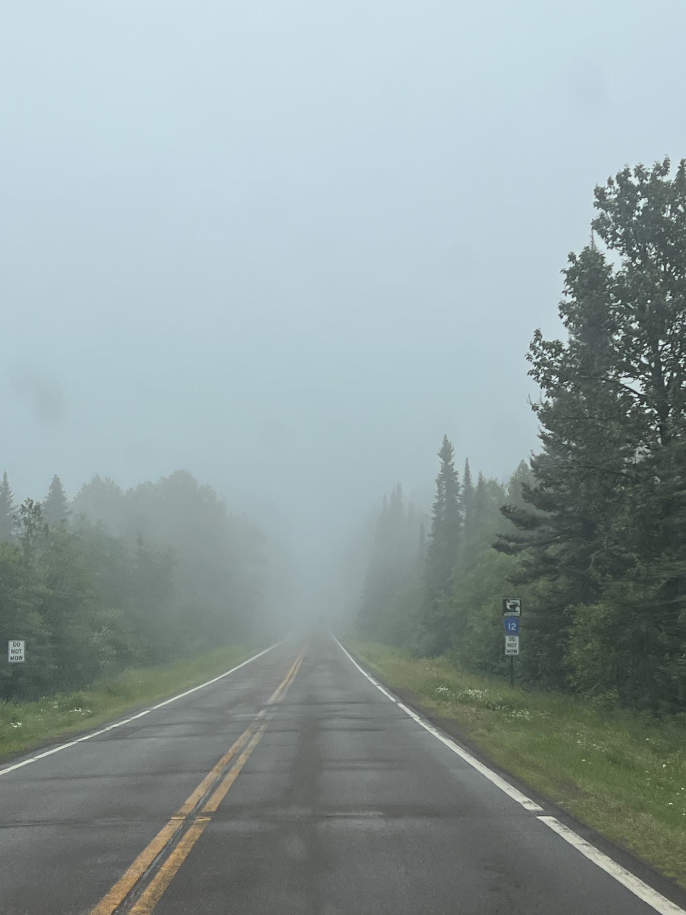 The Gunflint Trail disappearing into dense wildfire smoke